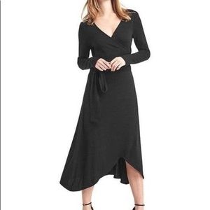 Gap Black Knit Wrap Midi Dress